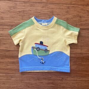 Little Me Yellow Tugboat Top, Size 3 Months